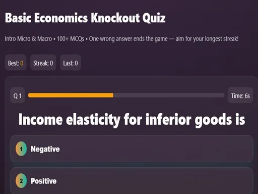 Basic Economics Multiple choice browser game