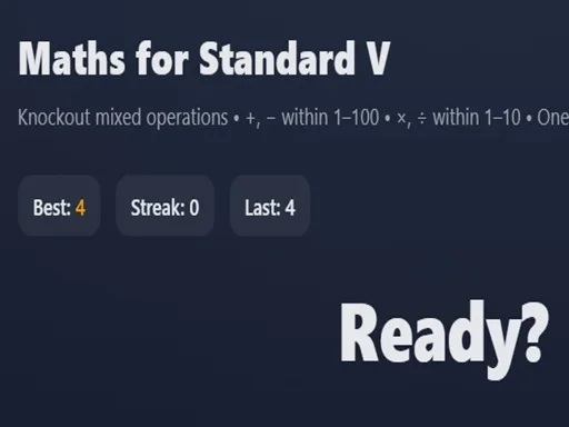 Maths for Standard V browser game