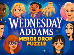 Wednesday Addams Merge Drop Puzzle browser game